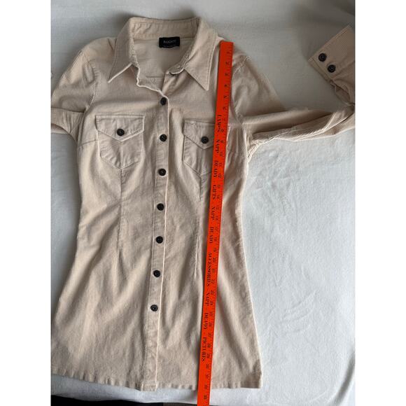 Bardot Australian Made Corduroy Button Up Shirt Dress Cream Large Western Fall - Picture 11 of 12